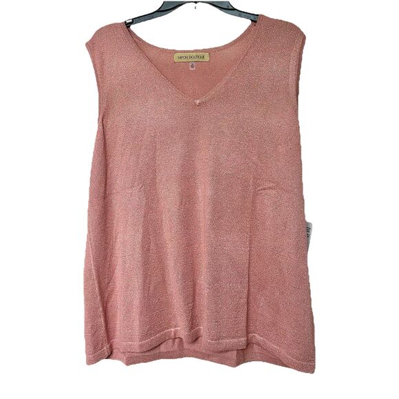 Tank Top Women’s 2X Pink Shimmery Sleeveless Knit Pullover NWT - Picture 1 of 8